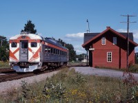 CP no. 154 makes their station stop at Portneuf, Quebec, enroute to Quebec City from Montreal.