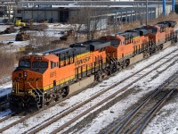 A trio of BNSF units head back into the yard after being wyed at St. Andrews Street. BNSF6819 will now lead train 501 across to Port Huron, Michigan.