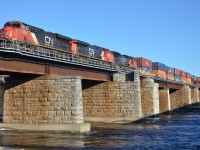 CN 149 crosses the Ottawa River on its trip from the Port of Montreal to Chicago.