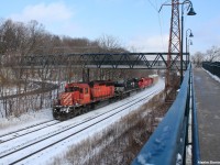 Flying through leaving a mark.. Canadian Pacific train 147, usually consisting of manifest is just autoracks today, with a decent variety of some of the power that came east in the last few days. After passing our cameras, it held at West Toronto for a few minutes for an unknown reason (likely for CP 550 to clear) which came not too long after on the other track.