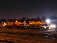 RLHH 3404 - RLHH 3049 - RLHH 3403 paused in Brantford Yard with an "early" running SOR 597