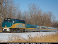 VIA 6420 has control of train #73 as it nears it speeds through Puce, Ontario nearing it's final destination of Windsor on a beautiful, but still very cold, February 27th.