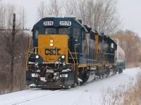 For a railfan my new home is a pretty prime spot, I can stroll out my back yard and catch a fairly unique operation, the problem is trying to time your catch as the CSX tends to sneak up on you.

One of CSX Transportation's few Canadian operations, an industrial job originating in Sarnia approaches St.Clair Blvd. in Corunna after just servicing DuPont to the North of town. 

This particular job uses whats left of the CSX Sarnia Subdivision, which runs all the way to Chatham, but is facing abandonment on the Southern portion if a new operator cannot be found in the coming months. 

Note: The southern portion of the line South of Wallceburg is owned by the Municipality of Chatham-Kent, but the rail has been sold to CP, if an agreement for operation is not made shortly CP can claim the rail and rip it up.