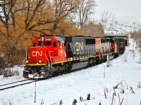 This southbound local freight is skirting Polson Park in Vernon behind CN nos.5488 & 5305.