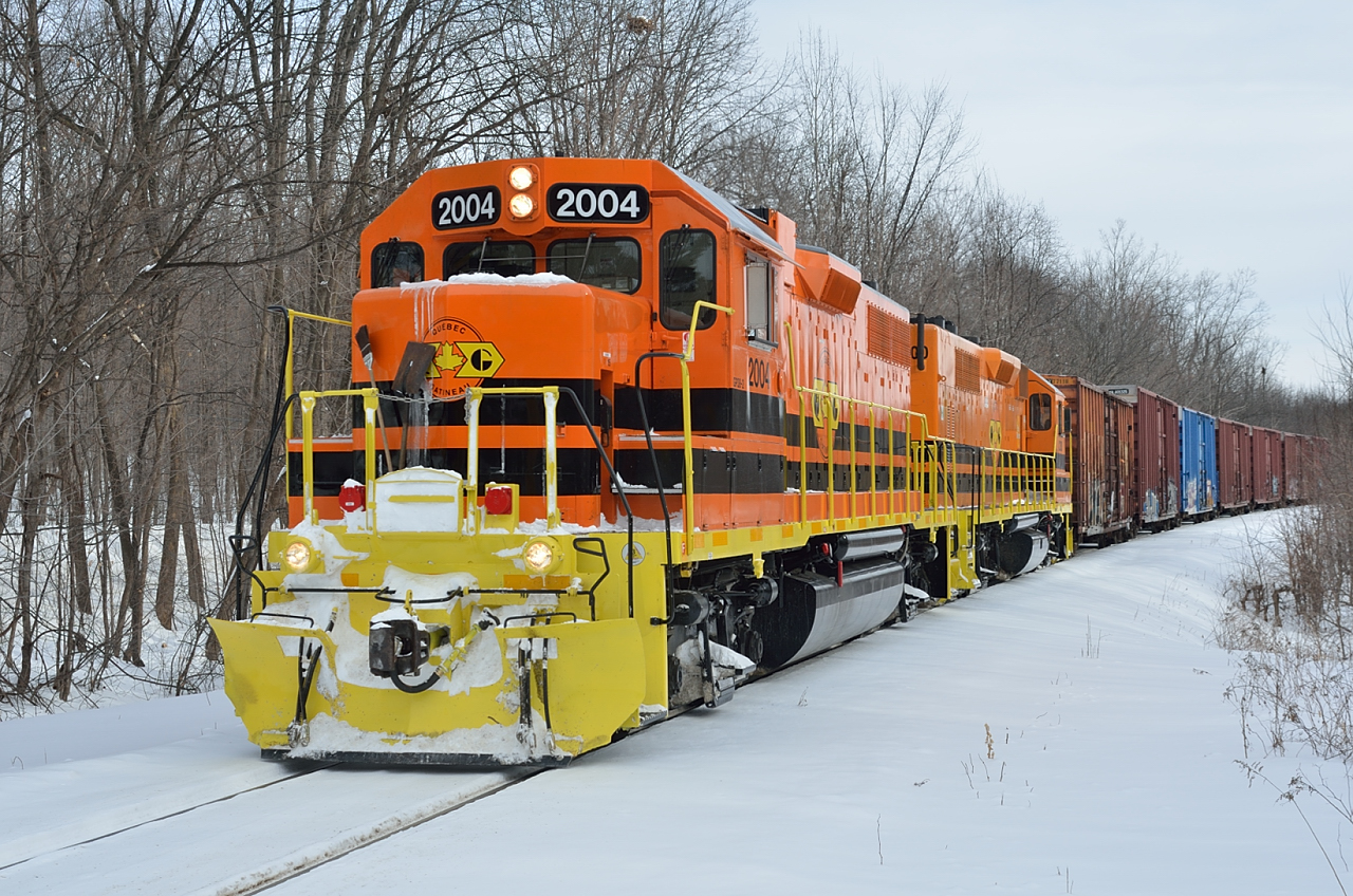 Westbound on the Lachute sub 2004, 2300 stop to pick up some mail.