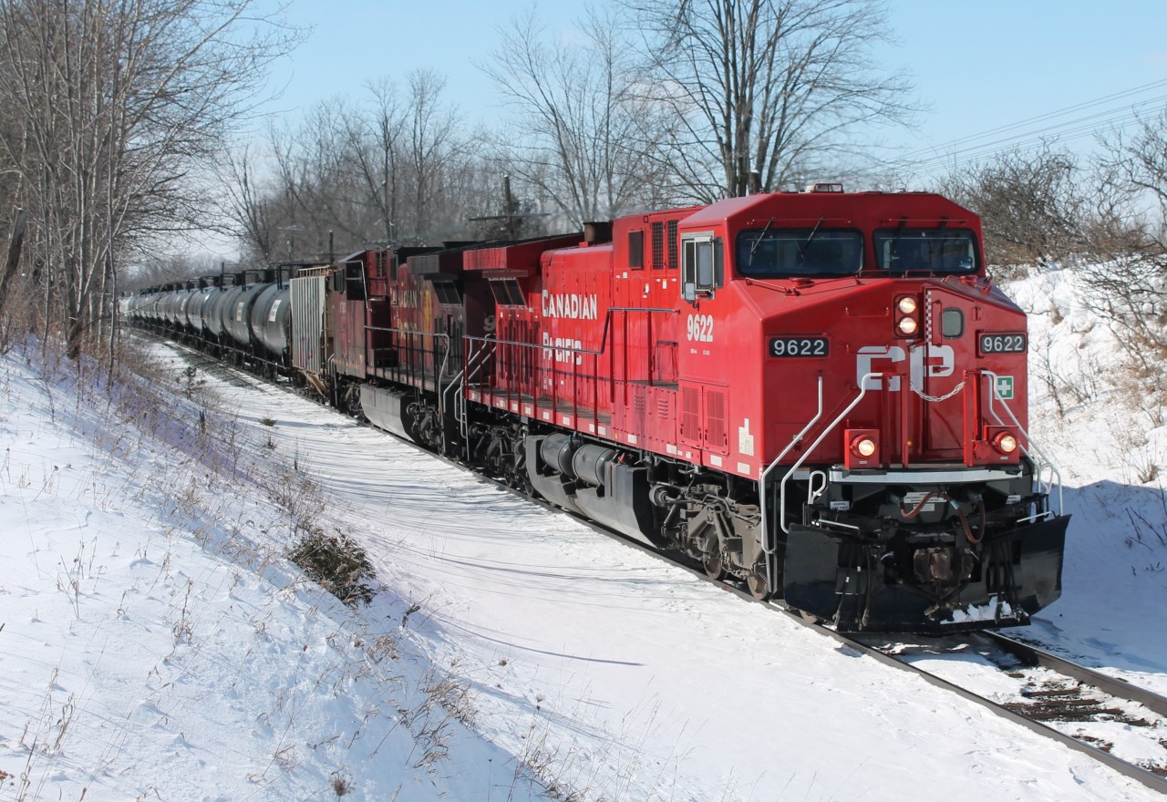 CP9622 leads CP9763 through Puslinch on a record cold day.