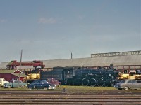 Pacific-type #1223 works the lumber yard at the long-since abandoned Consolidated Paper Corporation in Pembroke, Ontario.