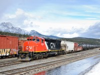 One of CN's former LNG test units awaits a new crew to take a hodge podge loaded CWR train westward.