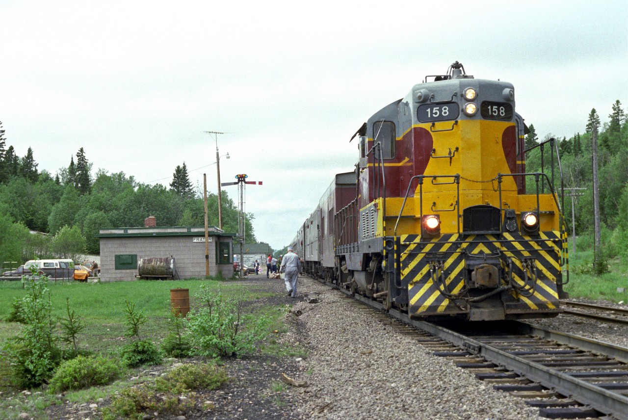GP7, #158, is shown at Frater circa 1980.  This locomotive was manufactured by GMD in 1951, and retired (scrapped) 53 years later.