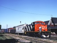 CN 1416 is fresh out of Point Ste. Charles and working train #549 at Merritton.