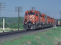 CP SD40-2 5931 leads a detour running on CN from Edmonton - Kamloops due to a derailment on the CPR main line to the south.