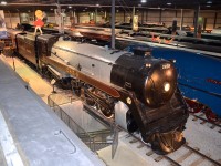 <b>The circus is in town!</b> As part of a circus train exhibit, Exporail has decorated certain pieces with circus illustrations. In the foreground is CP 2850, the original Royal Hudson.