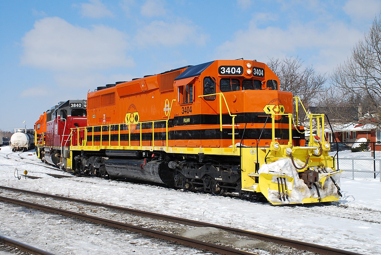 RLHH 597 must have had a rough night because they died on hours in Brantford. With the 595 crew now on board, the train is shown tucked away in Brantford yard waiting for CN 144 to pass before they could continue to put their train together. They ended up leaving town with an impressive 92 cars.