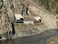 Running 7 hours late, VIA Canadian makes rare daylight appearance alongside Thompson River. 