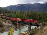Eastbound manifest 204 is seen crossing the Ottertail Bridge, as it closes in on Field, BC for a crew change. An neat observation was to see "Red Barn" 9014 back on her old territory, when these units ruled the rails around here. 