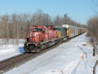 CP 6003 (SD40-2) leads CSX 5328 through Puslinch on a great sunny day. Arnold and I waited near 4 hours for anything to appear. Both sunburned but well worth the wait.
