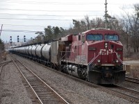 CP 8754 is the DPU on an eastbound crude oil train led by CP 8843. Image was taken from OBRY's 4009 as it sat  awaiting the arrival of CP's Streetsville Switcher, with 10 cars for the shortline.   