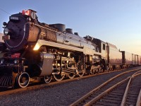 On its first tour of Eastern Canada after being restored, CPR's Hudson, 2816 spends the evening in Aberdeen Yard.