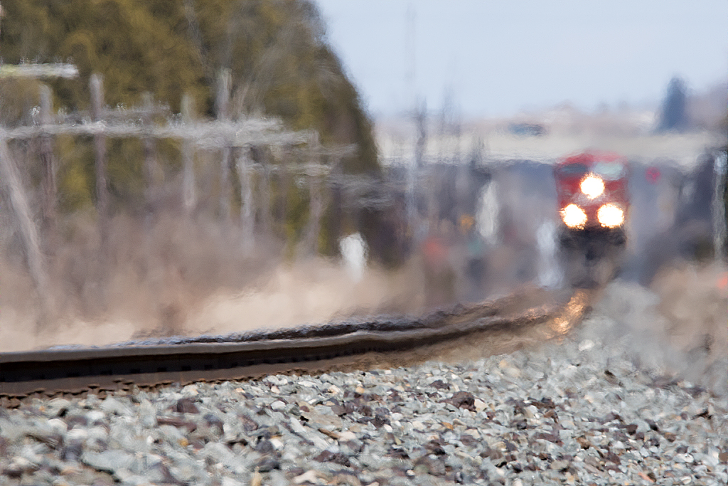 Heat coming off the rails on a cold windy after noon