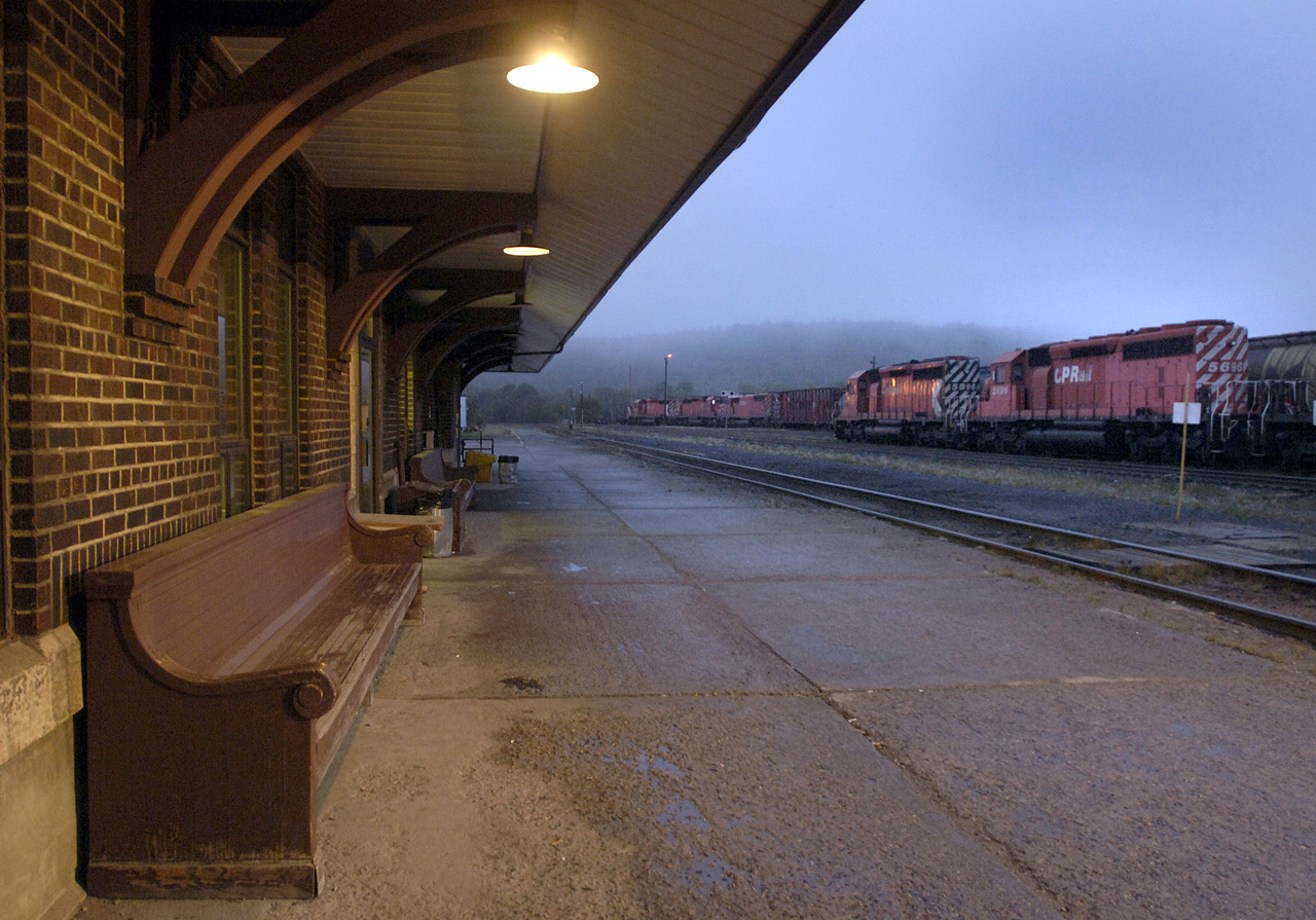A cool damp evening in late August at Schreiber, ON, CP Rail division point on the north shore of Lake Superior.