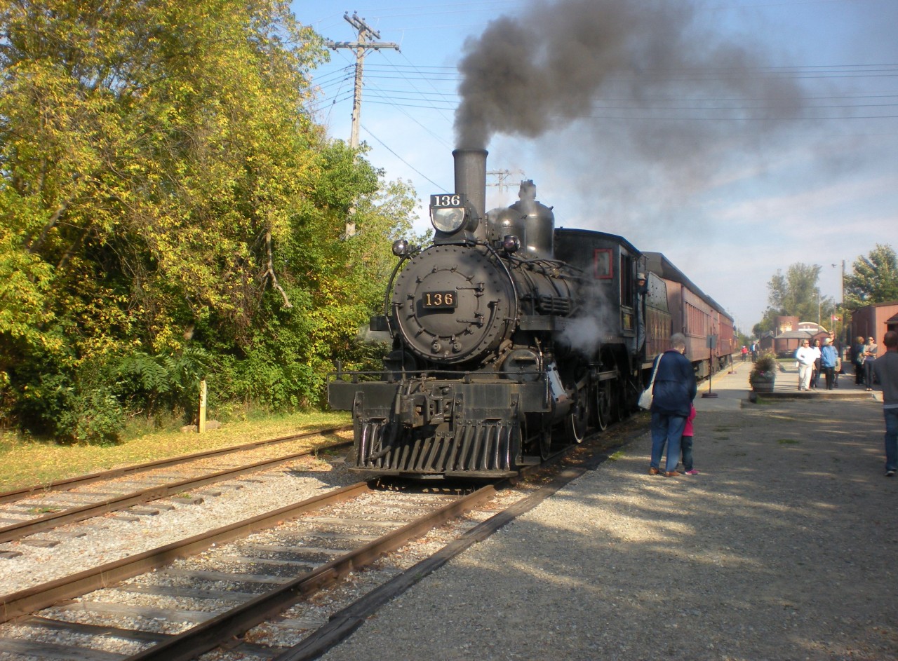 South Simcoe Railway 4-4-0 136 prepares to depart Tottenham with an excursion.