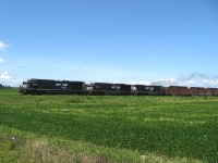 
The CN/528-DH930 running slowly before the stop at Rouses Point NY .