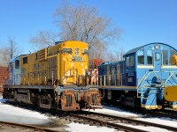 <b>A trio of MLW's.</b> ONR 1400 is one of only two MLW RS-10's that have been preserved I believe and is seen here at Exporail. To its right are two more MLW products. CP 1100 was built for CP as a C424 (CP 4236) but was converted to a control cab in 1995. In front of it is Port of Montreal 1003, an S-3. 
