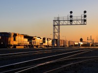 CN 326 is eastbound through Dorval just before sunset with CN 5610, BCOL 4642 & CN 4107. In the foreground is CP's Vaudreuil Sub. 