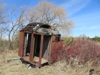 Out to Pasture. This remnant of a former CP coach sits about a kilometer south of the end of track in Tottenham. The South Simcoe Railway scrapped a few coaches in the mid 90's. Why and how it got here I don't know.