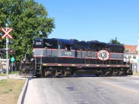 On the last day of rail service for this portion of the Meaford Spur, CCGX 1001 passes through Stayner enroute to Collingwood.