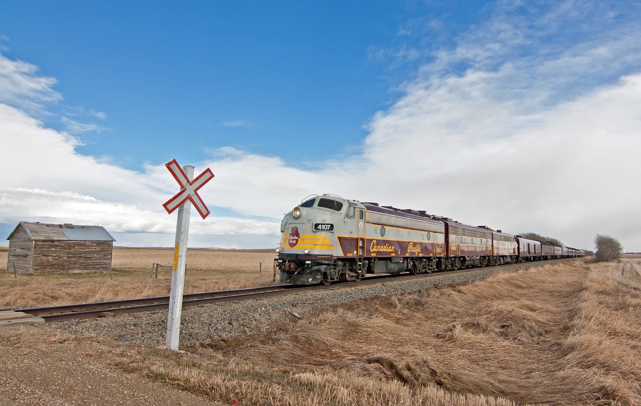 CP 4107 leading a CP business train back to Calgary, after a trip down to the USA.