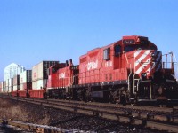 CP 1508 and 1268 lead the Obico Yard transfer on a nice sunny morning back in 1995. The GP was retired on Aug 29,2012 and the SW went to Rail Trust Equipment in 2003. However, my memory has failed me as to exact location of this image and the fact the Obico Yd transfer went to where?? Agincourt?? Daily?? I'm sure someone will kindly straighten me out on this. Thanks.
