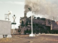 Pacific-type #2218 storms westbound across Moffat’s Crossing with her bell ringing loudly.
<br />
<br />
Special thanks to Mr. Dave Estabrooks for his assistance and support with the Del Rosamond project!