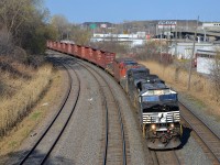 CN 529 has a pair of NS units and a CN unit (NS 7612, NS 8460 & CN 2037) as it heads west through Montreal West.