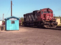CN 2023, playing the roll of "yard switcher", rolls to a stop by the VIA Shack after working a cut of cars at the north end of the yard in the community of Gogama. This community was little known by anyone outside of the hunting and fishing crowd until two nasty CN oil train derailments occurred within a few miles of this location earlier this year. But for me it was another one of those places to visit, just to see what was there. It was still a stop for VIA, due to its remoteness; but according to the timetable the westbound Canadian paid a visit at 2315, not a time to want to stand out in the deep night amongst the bugs of summer and the winds of winter waiting for a train that wasn't often on time. I wonder now if there still is a "station" here, or, if it is like Westree some 22 miles down the line, just a place in the North forgotten.