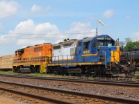 SOR 496 sits in the yard at Brantford after arriving from working Ingenia with RLK 4003 and RLHH 3049.  They are waiting on CN 580 to clear before RTC would allow them out of the yard to head back to Hamilton.  4003 came up from Hamilton this morning with RLHH 3403, which was left in the yard for 597 to lift tonight for use on the Hagersville Subdivision.