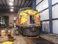 The end of CNR green and gold has come to the OSR as 6508 is stripped of it's paint.  The unit will be receiving the OSR maroon and cream colours.  The red colouring on the nose is likely from the CNR Noodle scheme,applied in the early 1960's.