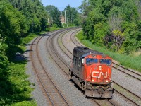 <b>SD75I to the rescue.</b> CN 5736 is heading east light so that it can be the trailing unit on CN 305 which was having locomotive issues.