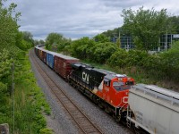 Shiny CN 2938 is the DP on CN 309 which is leaving Turcot West after a crew change. At the head end was CN 2812, CN 8800 & IC 1012.