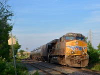 <b>UP in Montreal.</b> UP 5520 is the DPU at the tail end of CP 550, with CEFX 1051 at the head end. This crude oil train is passing through Pointe-Claire and is on its way to Albany, NY.