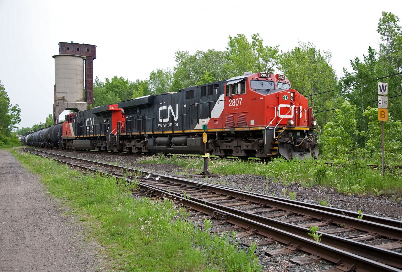 CN 316 passes through Washago on a gray June morning.  30 minutes later, tornado warnings were issued for the area. Luckily they did not materialize, but the downpours did !
If the old coal tower could talk, one can only imagine the great tales it would tell.  Oh to dream ---