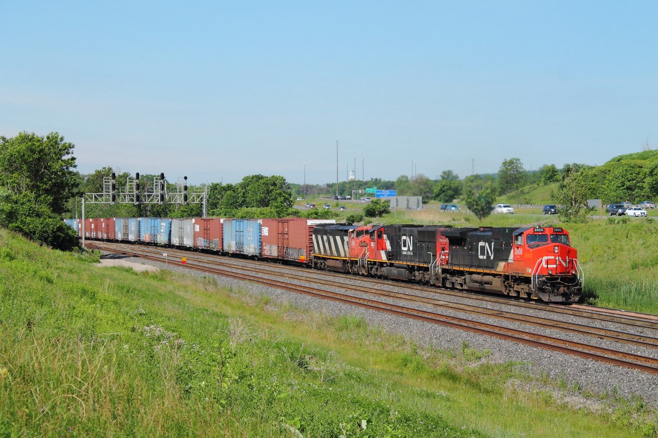 CN 422 slows to enter into Aldershot with a trio of CN units.  While most were shooting 422 at the footbridge at the RBG during the annual CNR Bayview Meet, a few friends and myself went over to the Berm for a better shot.