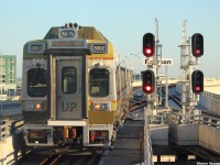 On June 6th, 2015 the Union Pearson Express opened its doors to the public with the first train departing Union Station at 05:30. Here is a eastbound train headed for Union Station departing the Pearson station.
