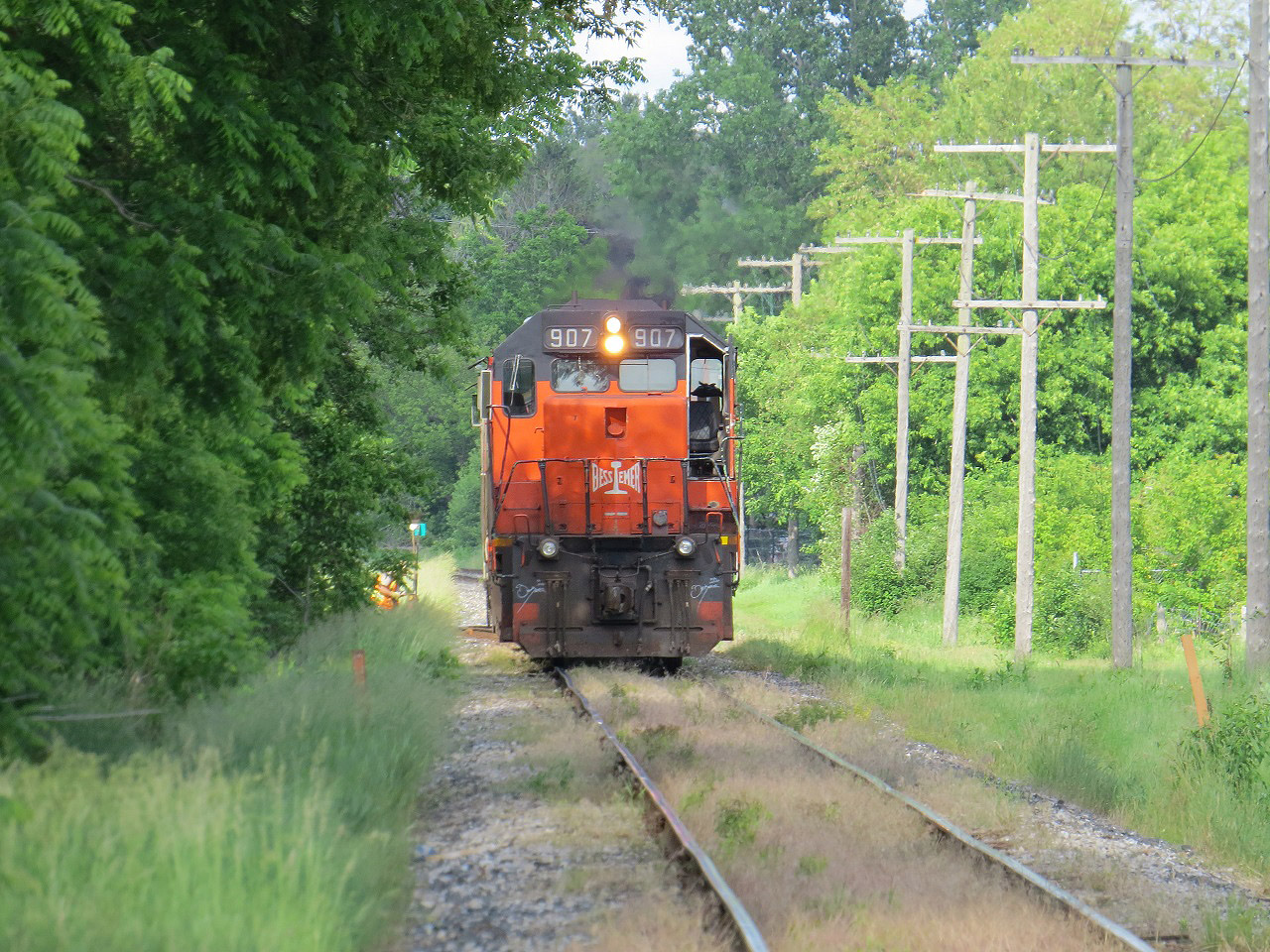 CN A434 has just finished wying the power and is re-aligning the switch for any VIA trafffic.