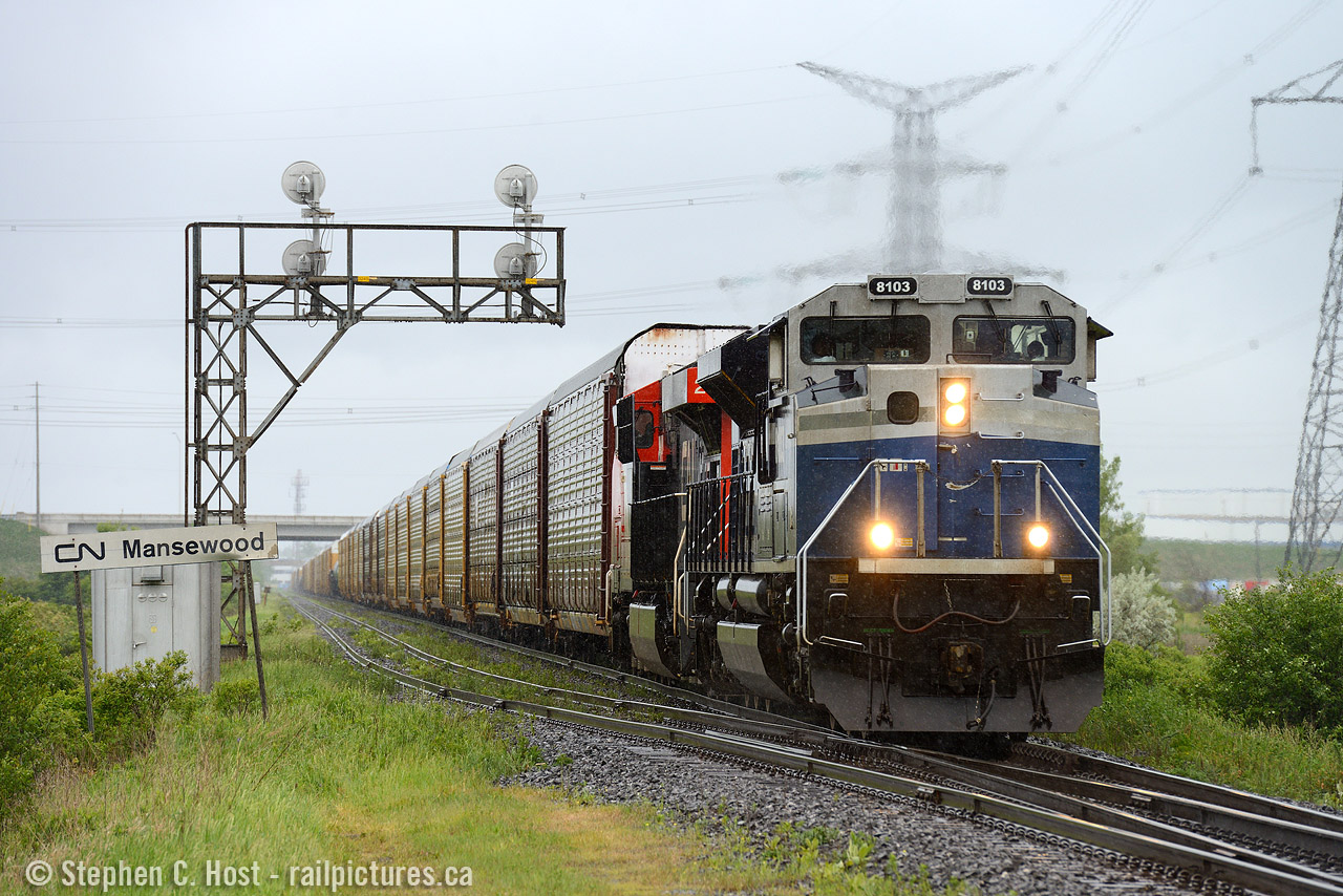 I have a soft spot for these engines - amongst the last EMD completed engines at London, and the first EMD built at Muncie - The four at present which CN purchased are from the latter group. Those of us who were at the Open House in '11 remember seeing many of these in various stages of construction.. I for one hope EMD pulls through and gets their Tier 4 game on - but what do you think will happen? Feel free to comment below. 

I also think, with the advent of PTC it won't be too long we lament the loss of 'classic' cantlever signals like this one It may date to '64 but it sure has a nice look to it :)