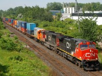 CN 2616 - CN 5627 - QNSL 312 leading CN Q14891 20 through Massey's with 94 cars
