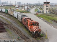 CP 1684 switches the north end of Toronto Yard on a quiet morning.