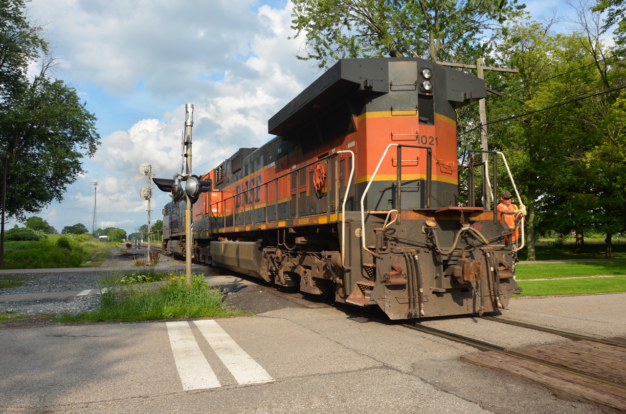 After cutting off their train, the power from 240 reverses to lift a GP38-2.
