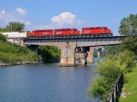 A trio of GP20C-ECO's (CP 2256, CP 2276 & CP 2250) lead a long CP 318 over the Lachine canal on a scorching afternoon. It will head to Iberville and interchange with the CMQ.
