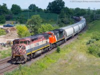 CN 331 cruises around the curve at Garden Ave on their approach to Brantford with BCOL 4604 and CN 8014.  My dad and I would chase this train to Paris and get them departing at Canning Road with quite the smoke show from CN 8014, shots of that to follow.